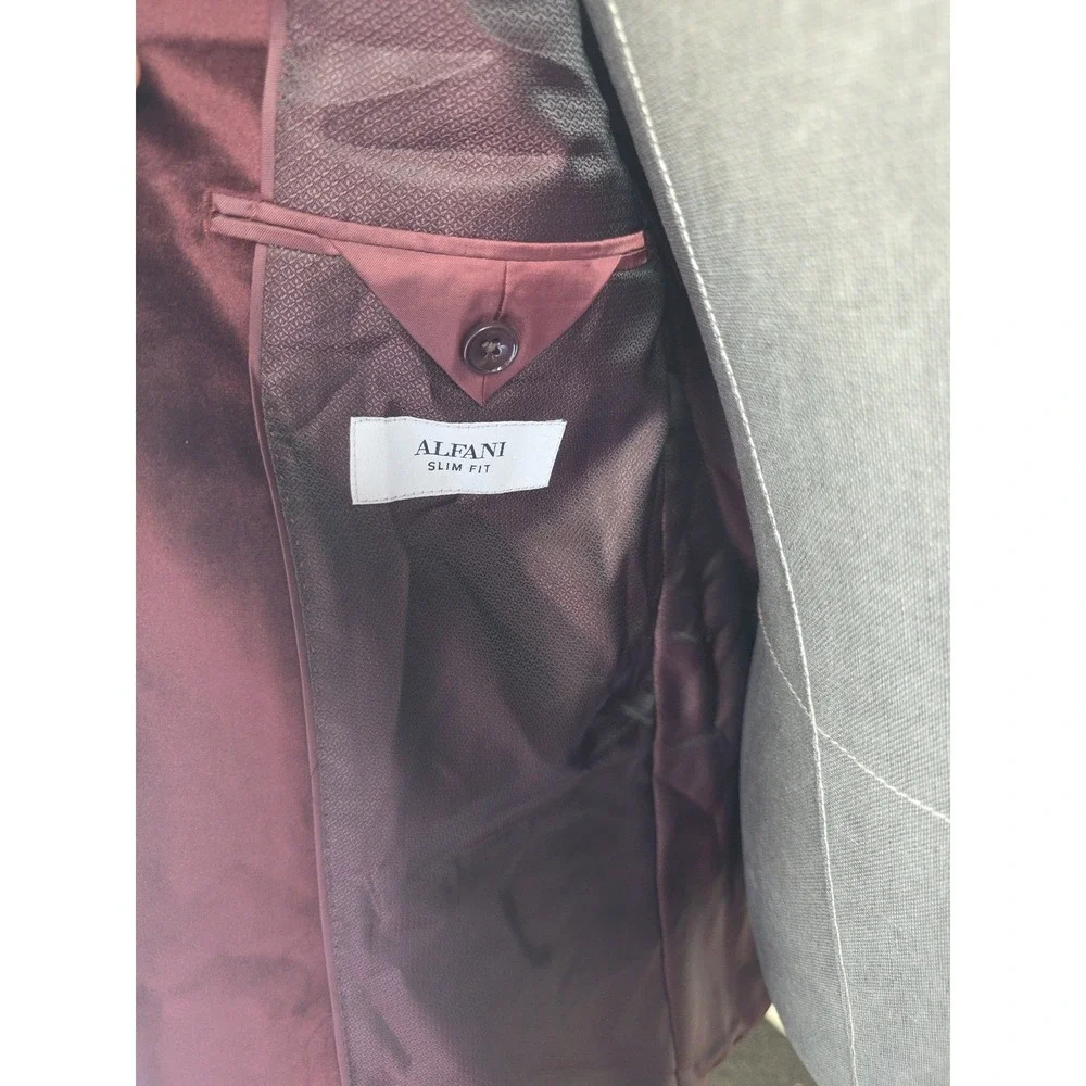 Alfani Sport Coat Mens 36S Burgundy Velvet Slim Fit Two Button Blazer Jacket NWT